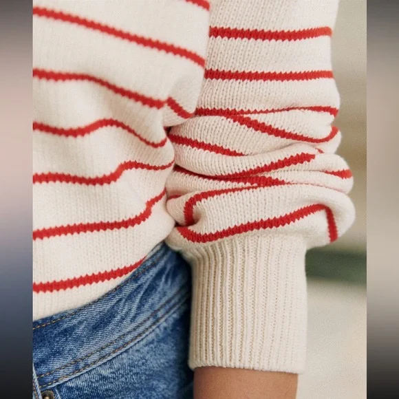 ❤️ EUC Sezane iconic Leontine sweater in red/ecru, size XS - Picture 2 of 7